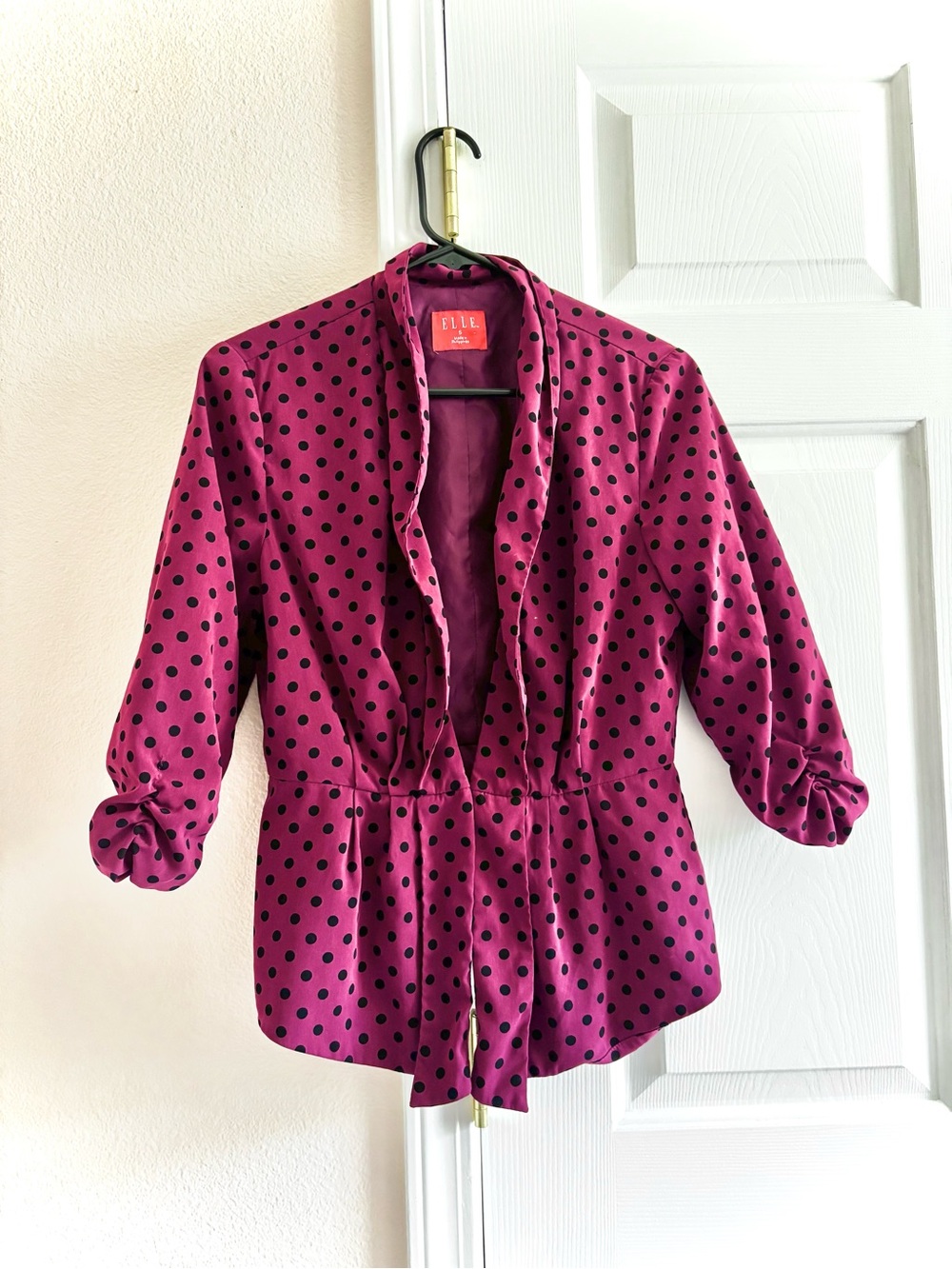 Elle Magenta Polka Dot Peplum Blazer Size S